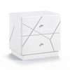 Oly Nighstand | 2 Drawers | Geometric Design | Chrome Knobs | Glossy White