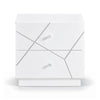 Oly Nighstand | 2 Drawers | Geometric Design | Chrome Knobs | Glossy White
