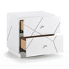 Oly Nighstand | 2 Drawers | Geometric Design | Chrome Knobs | Glossy White