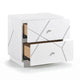 Oly Nighstand | 2 Drawers | Geometric Design | Chrome Knobs | Glossy White