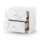 Oly Nighstand | 2 Drawers | Geometric Design | Chrome Knobs | Glossy White