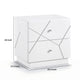Oly Nighstand | 2 Drawers | Geometric Design | Chrome Knobs | Glossy White