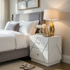 Oly Nighstand | 2 Drawers | Geometric Design | Chrome Knobs | Glossy White