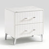 Cyna Nighstand | Faux Marble Top | 2 Drawers | Textured Front | Glossy White