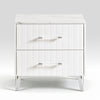 Cyna Nighstand | Faux Marble Top | 2 Drawers | Textured Front | Glossy White
