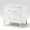 Cyna Nighstand | Faux Marble Top | 2 Drawers | Textured Front | Glossy White
