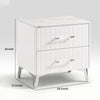 Cyna Nighstand | Faux Marble Top | 2 Drawers | Textured Front | Glossy White