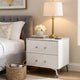 Cyna Nighstand | Faux Marble Top | 2 Drawers | Textured Front | Glossy White