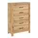 Eby  Tall Dresser Chest | 5 Drawers | Black Nickel Handles | Natural Brown