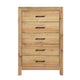Eby  Tall Dresser Chest | 5 Drawers | Black Nickel Handles | Natural Brown