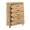 Eby  Tall Dresser Chest | 5 Drawers | Black Nickel Handles | Natural Brown