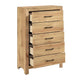 Eby  Tall Dresser Chest | 5 Drawers | Black Nickel Handles | Natural Brown