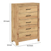Eby  Tall Dresser Chest | 5 Drawers | Black Nickel Handles | Natural Brown