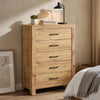Eby  Tall Dresser Chest | 5 Drawers | Black Nickel Handles | Natural Brown