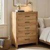 Eby  Tall Dresser Chest | 5 Drawers | Black Nickel Handles | Natural Brown