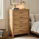 Eby  Tall Dresser Chest | 5 Drawers | Black Nickel Handles | Natural Brown