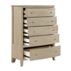 Hadly Tall Dresser Chest | 5 Drawers | Satin Nickel Knobs | Rustic Beige