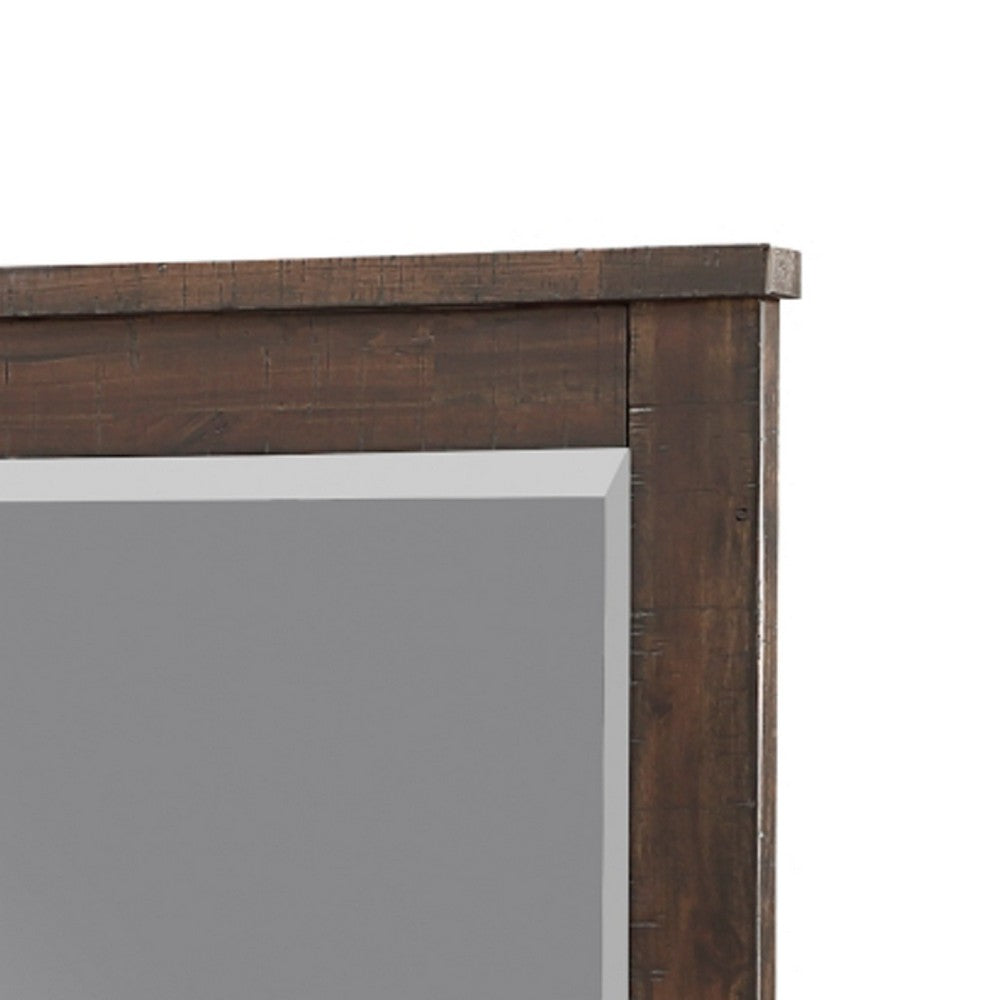 Niti Dresser Mirror | Rustic Dark Brown Birch Wood Frame | 41 x 42