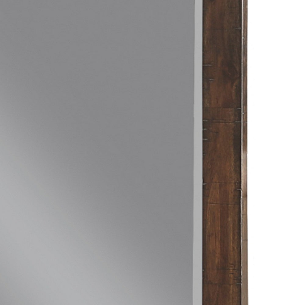 Niti Dresser Mirror | Rustic Dark Brown Birch Wood Frame | 41 x 42