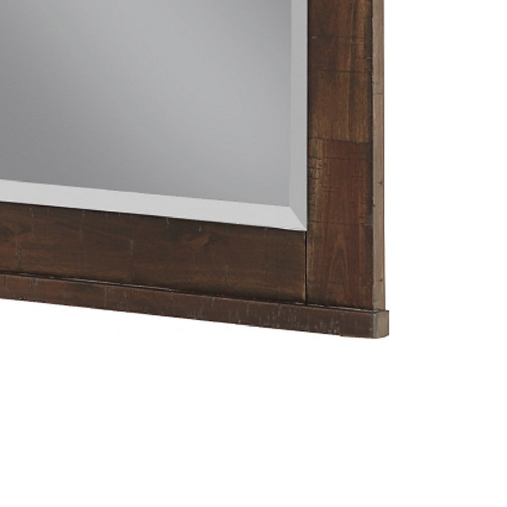 Niti Dresser Mirror | Rustic Dark Brown Birch Wood Frame | 41 x 42