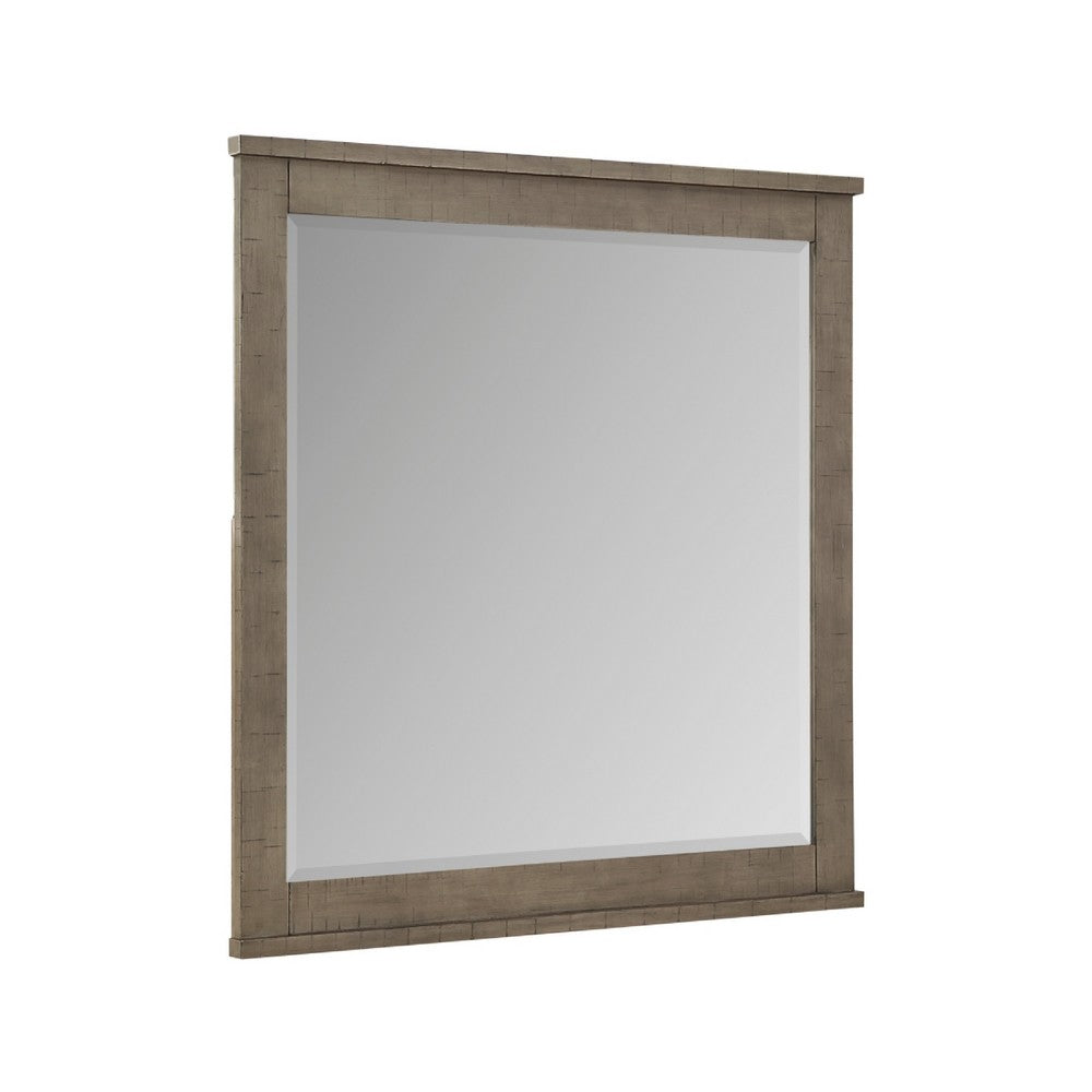 Niti Dresser Mirror | Rustic Gray Birch Wood Frame | 41 x 42