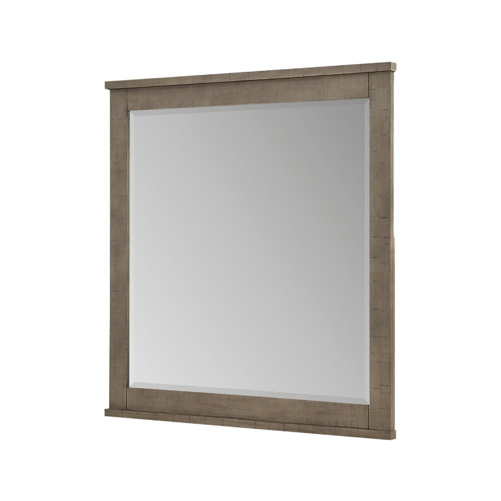 Niti Dresser Mirror | Rustic Gray Birch Wood Frame | 41 x 42