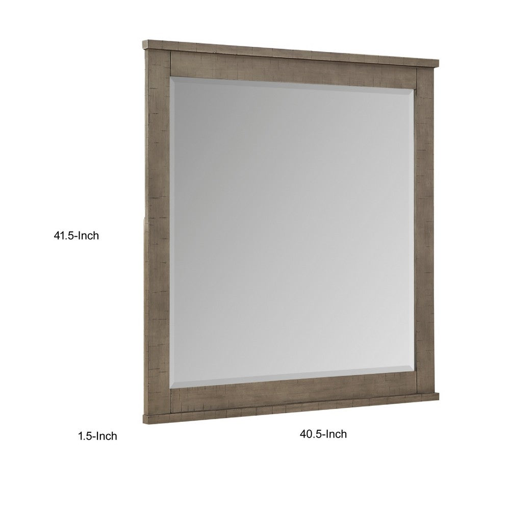 Niti Dresser Mirror | Rustic Gray Birch Wood Frame | 41 x 42
