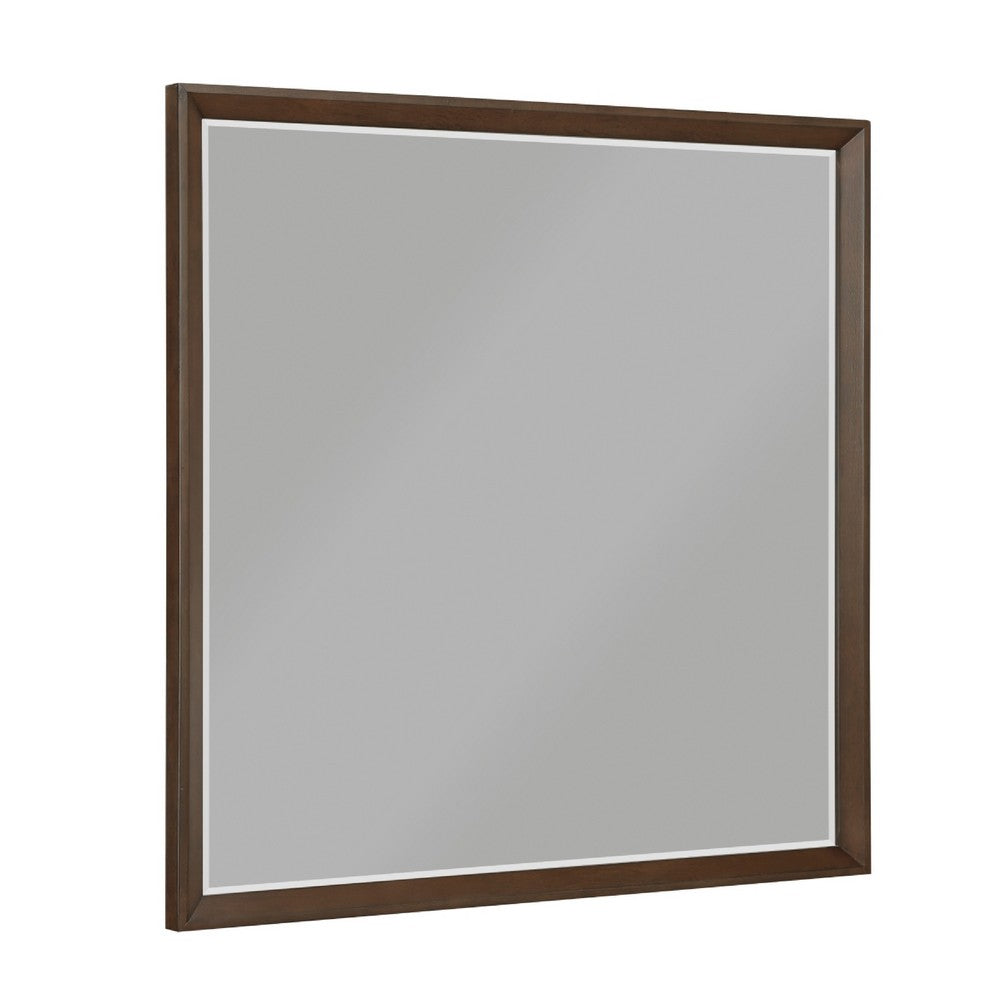 Soly Dresser Mirror | Rustic Walnut Brown Wood Frame | 40 x 53