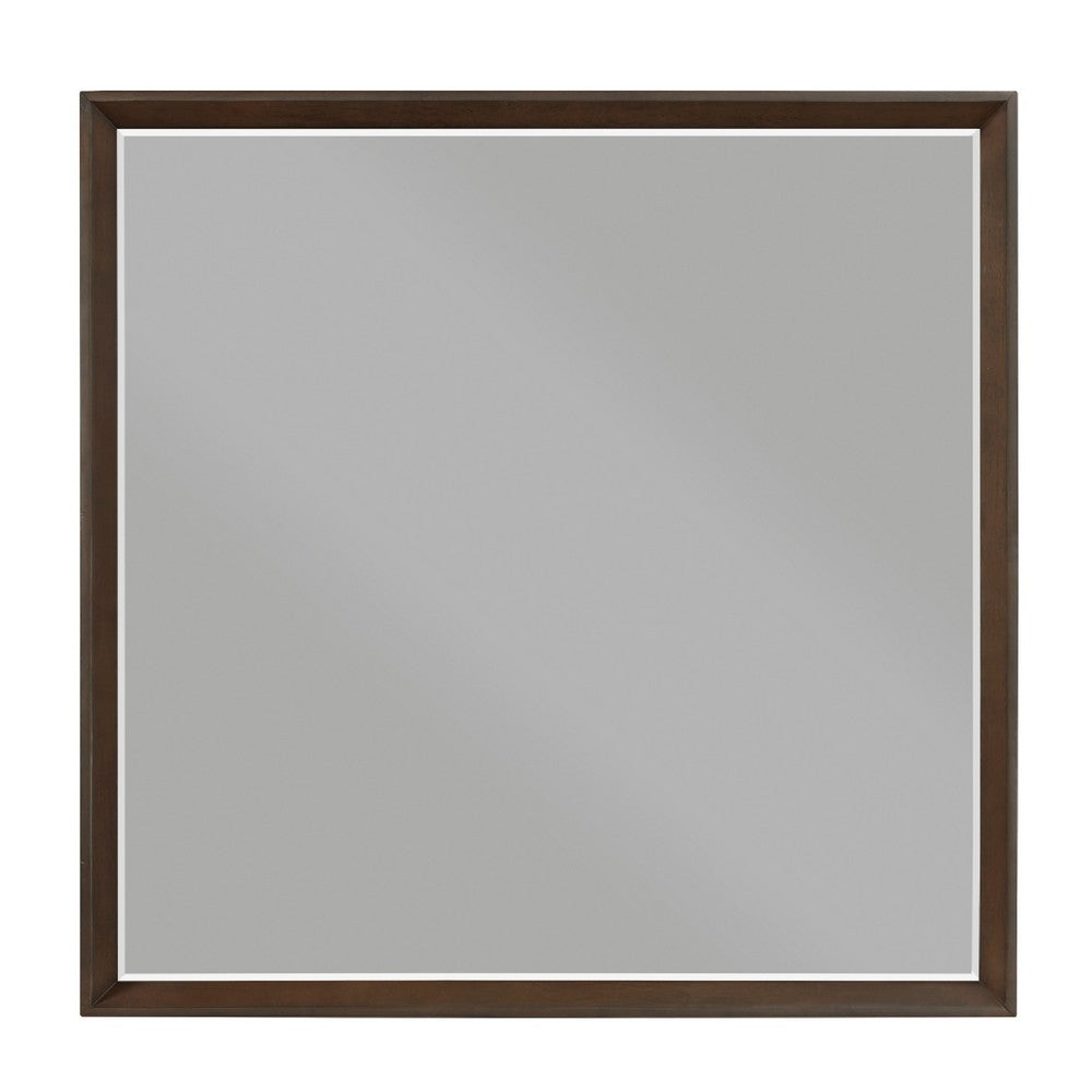 Soly Dresser Mirror | Rustic Walnut Brown Wood Frame | 40 x 53