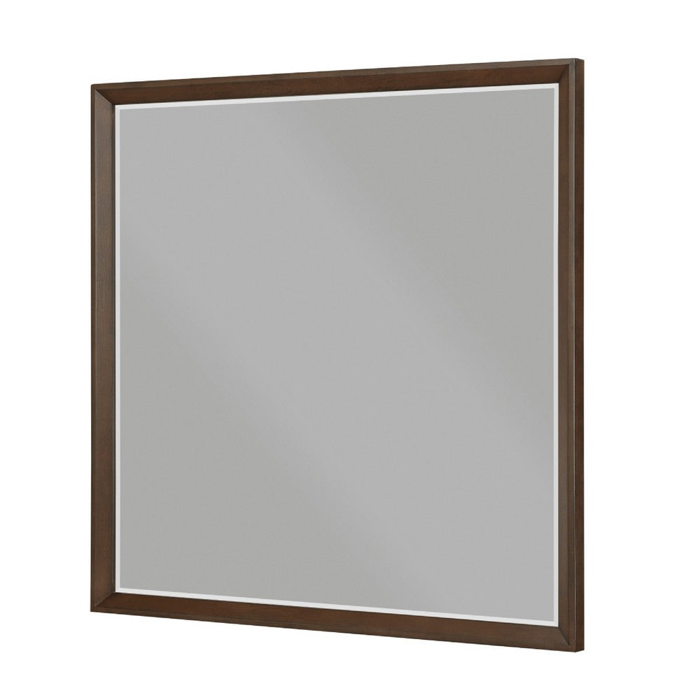 Soly Dresser Mirror | Rustic Walnut Brown Wood Frame | 40 x 53
