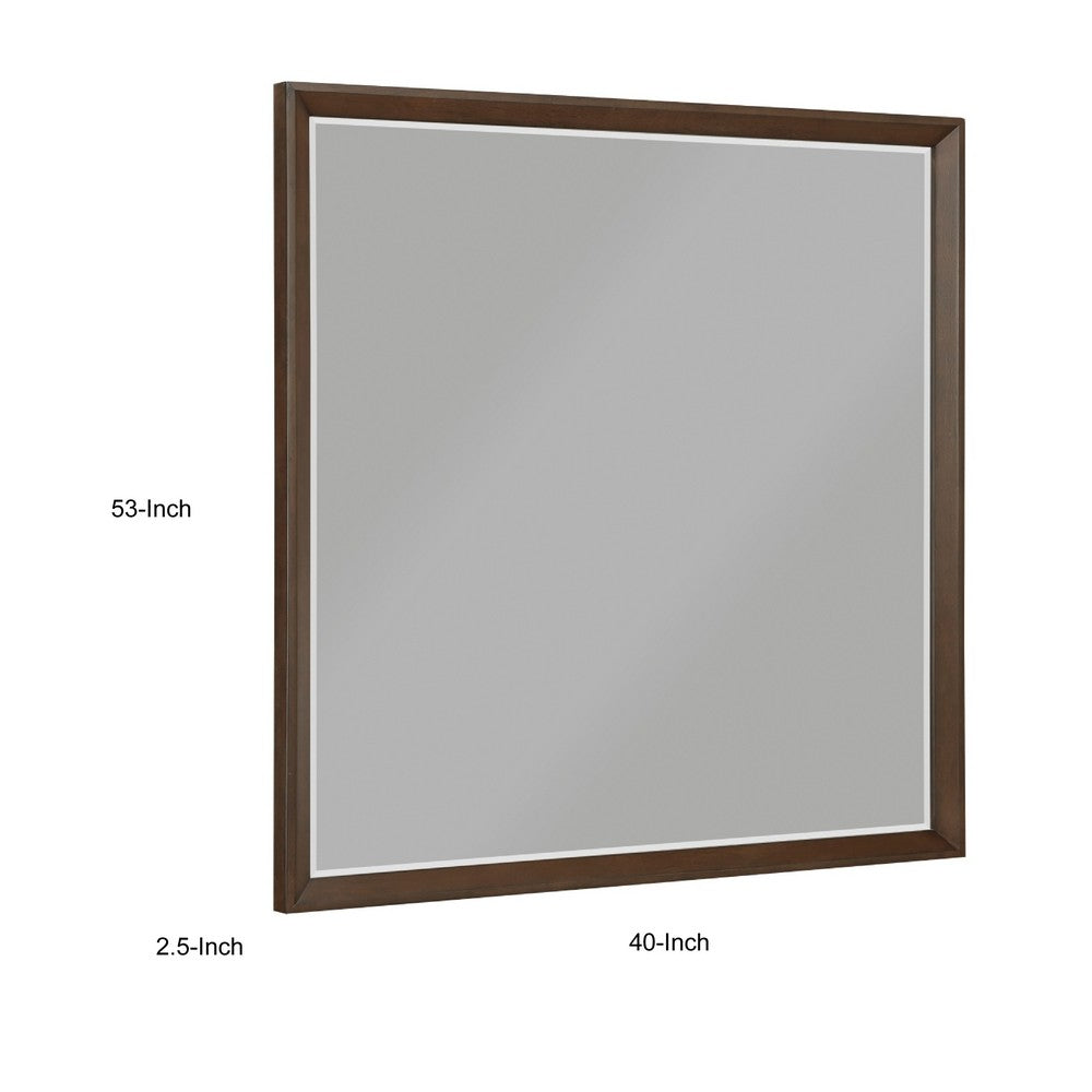 Soly Dresser Mirror | Rustic Walnut Brown Wood Frame | 40 x 53