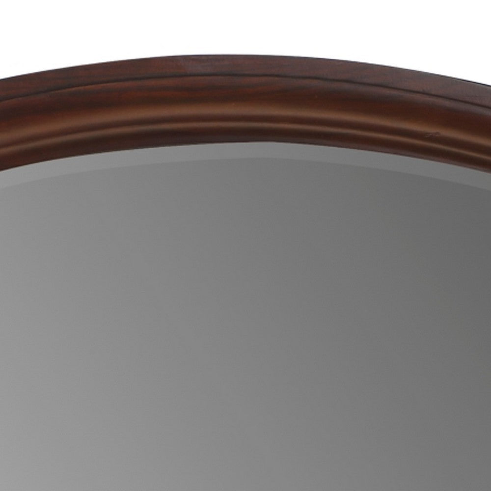 Hudy Dresser Mirror | 34 x 38 Birch Wood Arch Frame | Cherry Brown