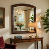Hudy Dresser Mirror | 34 x 38 Birch Wood Arch Frame | Cherry Brown