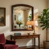 Hudy Dresser Mirror | 34 x 38 Birch Wood Arch Frame | Cherry Brown