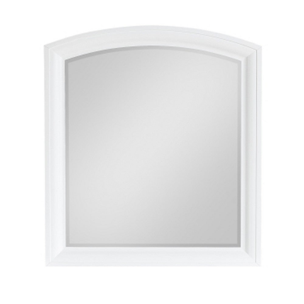 Hudy Dresser Mirror | 34 x 38 Birch Wood Arch Frame | Farmhouse White