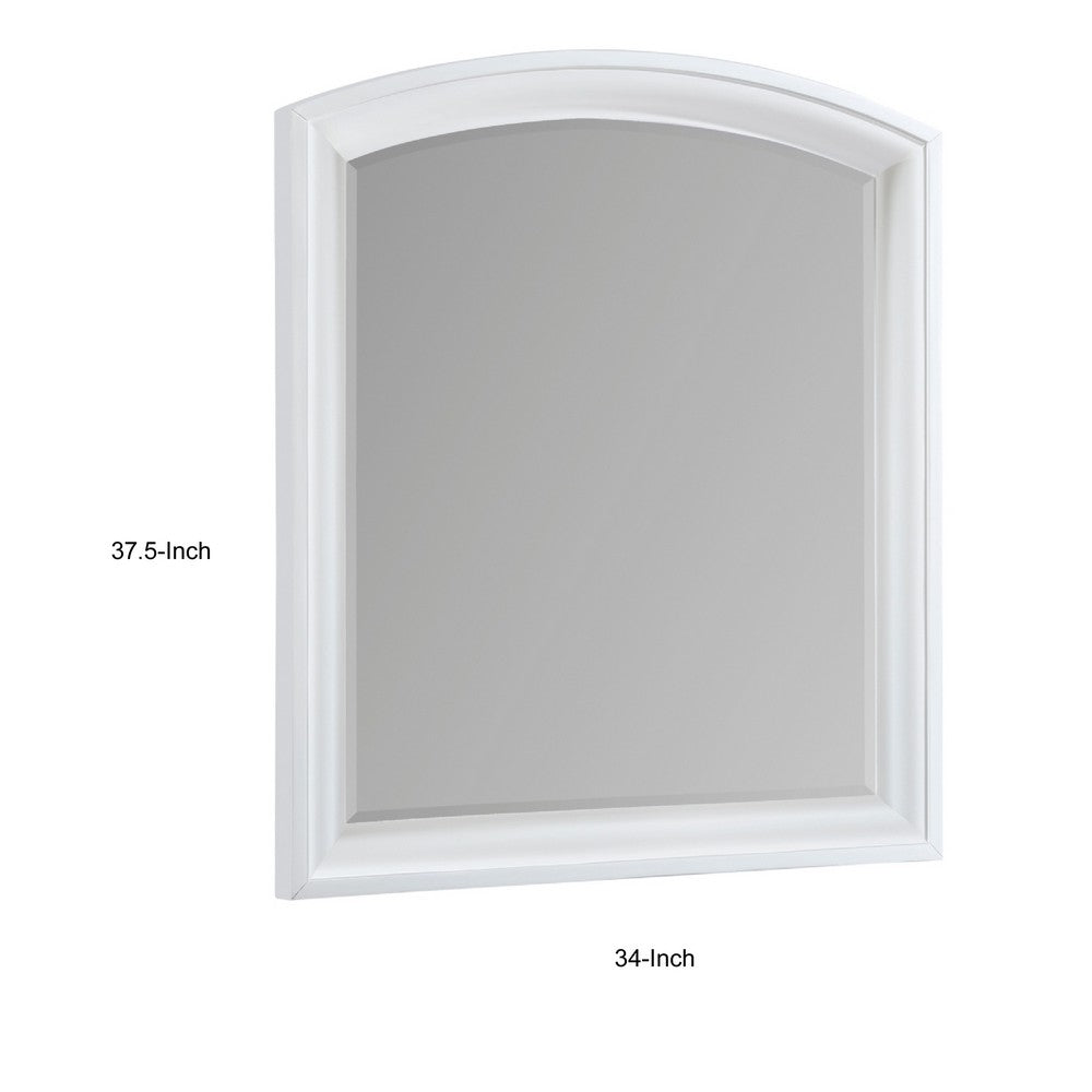 Hudy Dresser Mirror | 34 x 38 Birch Wood Arch Frame | Farmhouse White