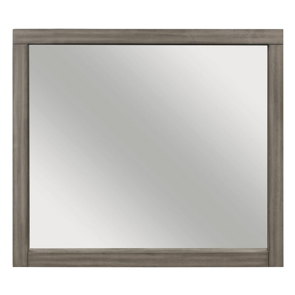 Rie Vanity Dresser Mirror | Weathered Gray Wood Frame | 36 x 41