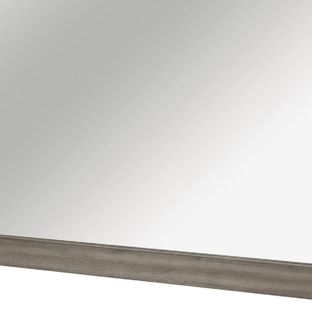 Rie Vanity Dresser Mirror | Weathered Gray Wood Frame | 36 x 41