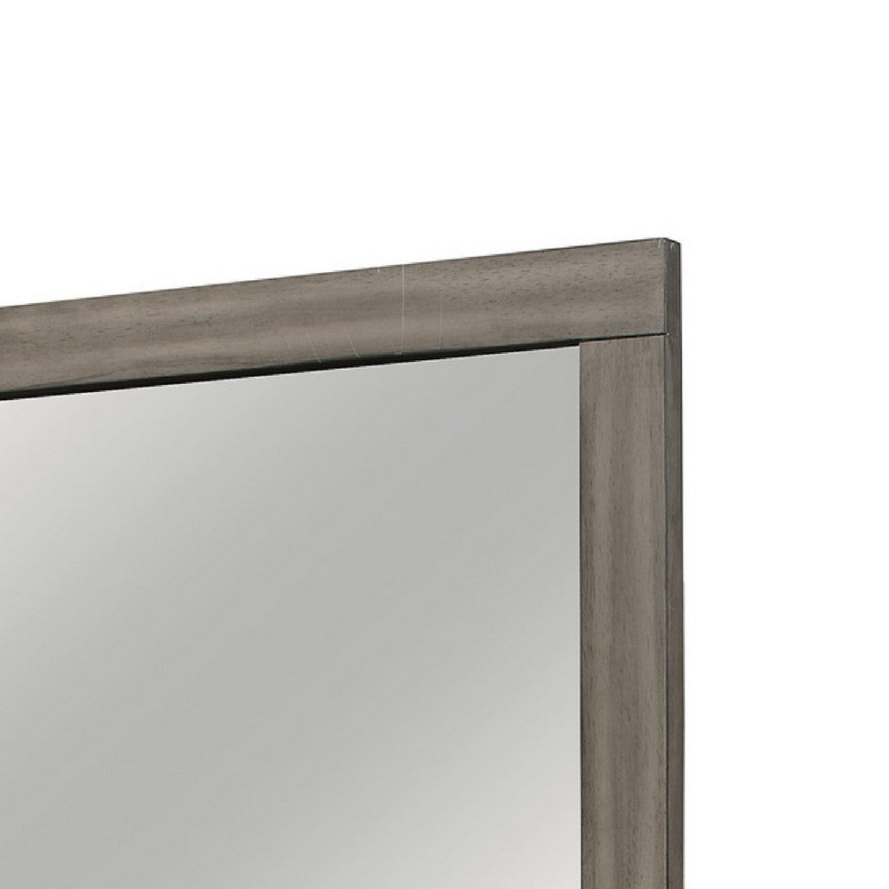 Rie Vanity Dresser Mirror | Weathered Gray Wood Frame | 36 x 41