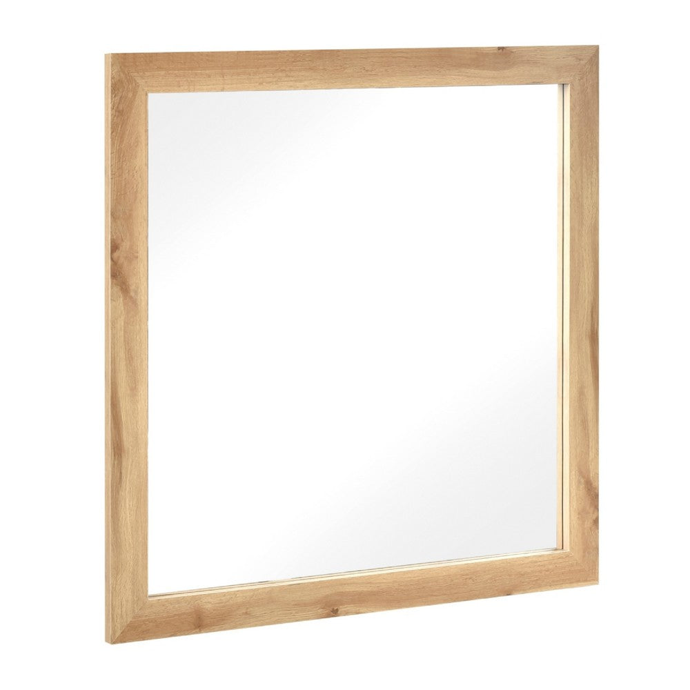 Eby Vanity Dresser Mirror | Natural Brown Wood Finish | 40 x 40