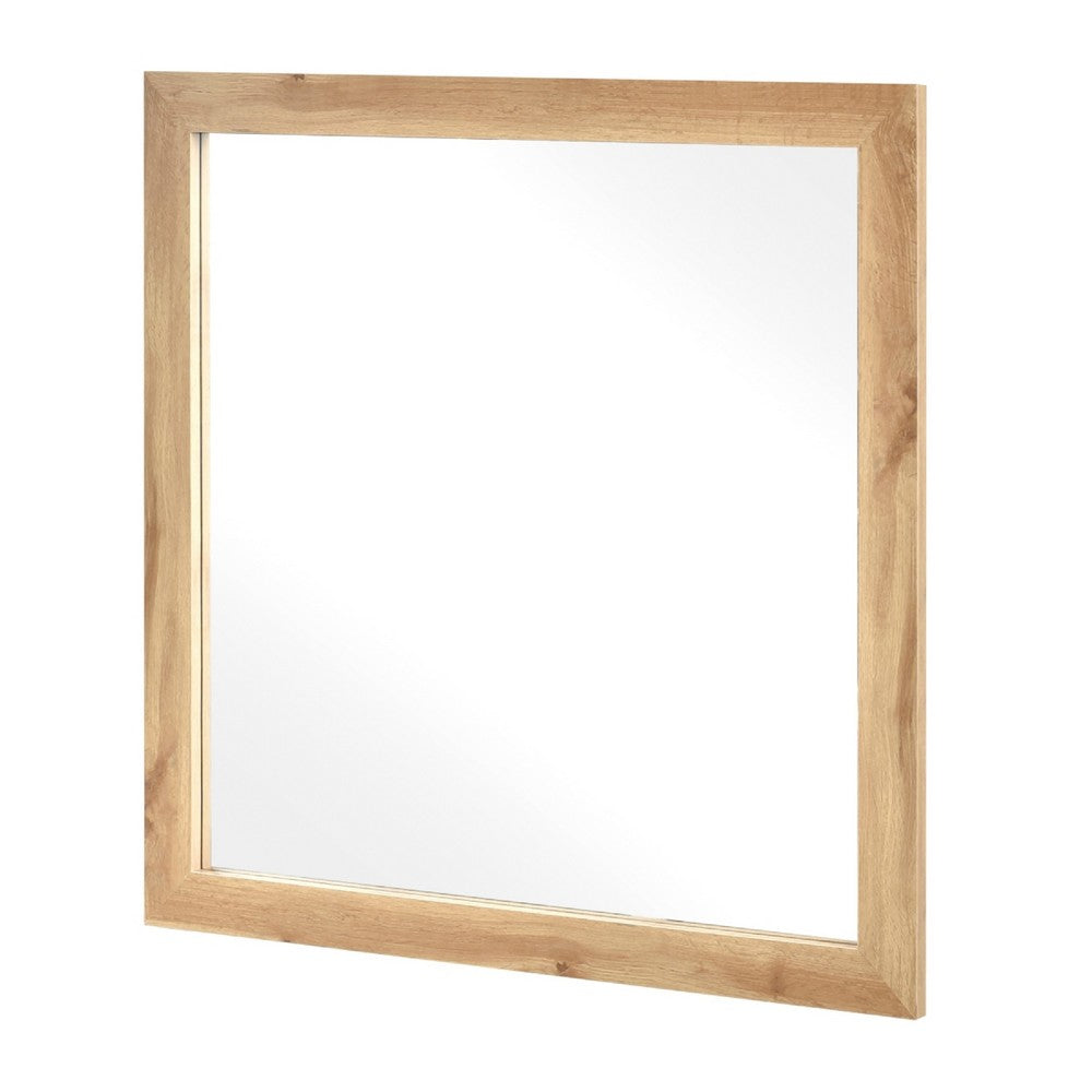 Eby Vanity Dresser Mirror | Natural Brown Wood Finish | 40 x 40