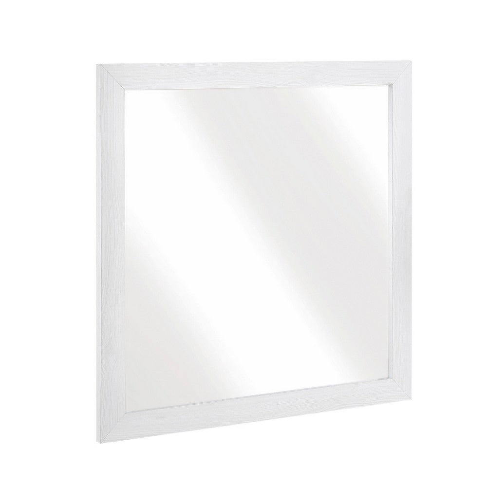 Eby Vanity Dresser Mirror | Modern White Wood Finish | 40 x 40