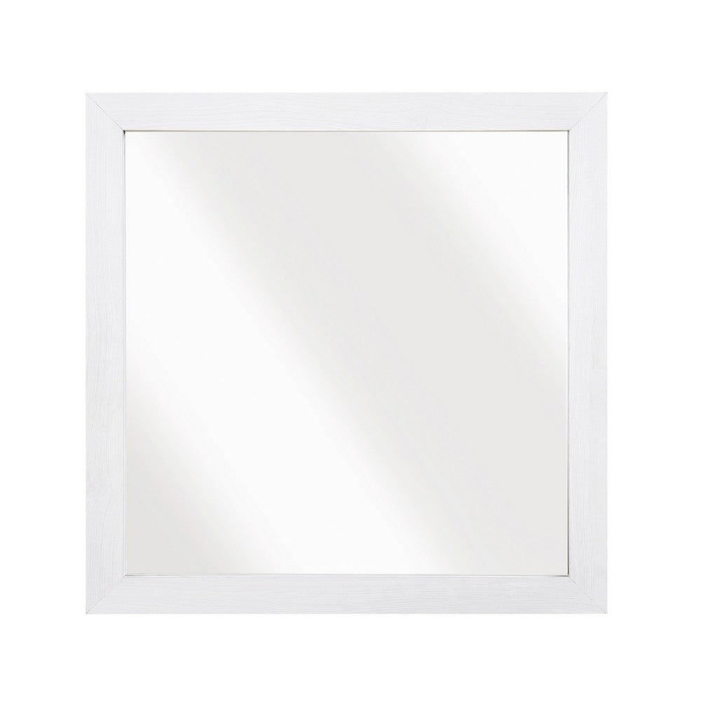Eby Vanity Dresser Mirror | Modern White Wood Finish | 40 x 40