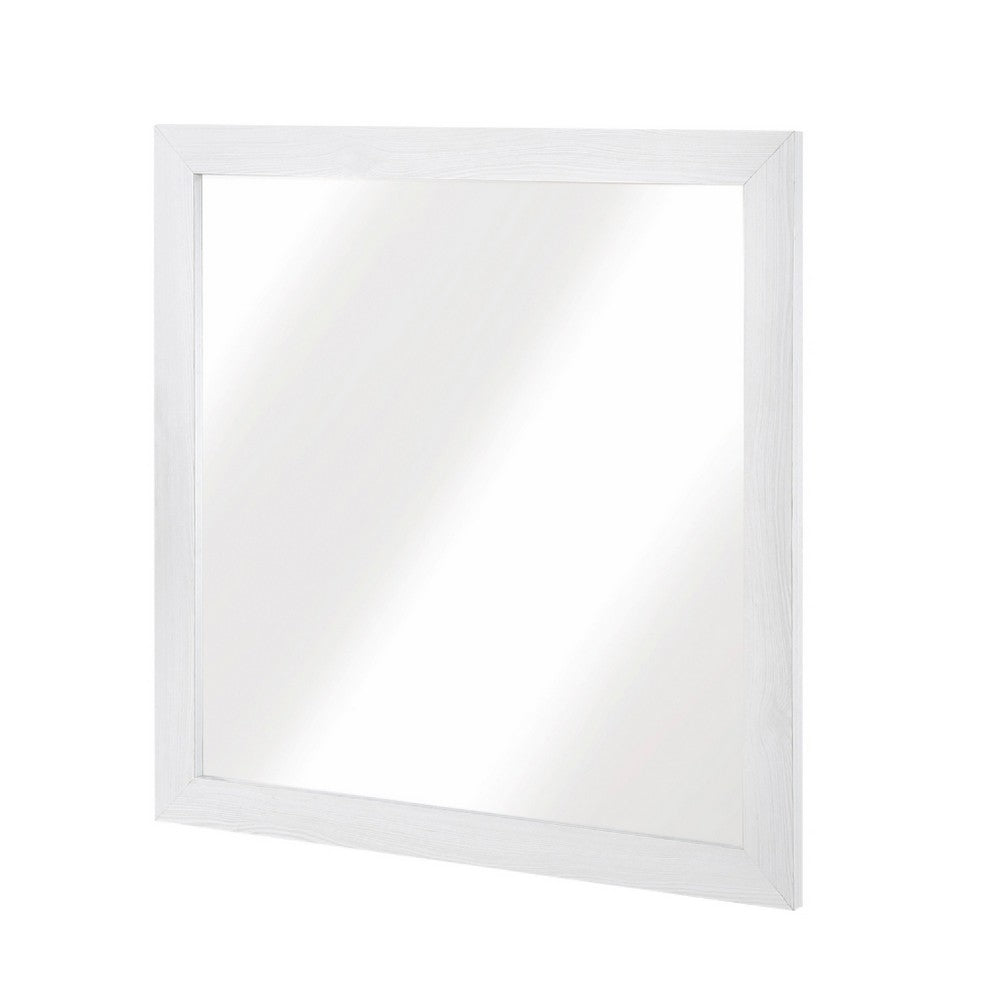 Eby Vanity Dresser Mirror | Modern White Wood Finish | 40 x 40