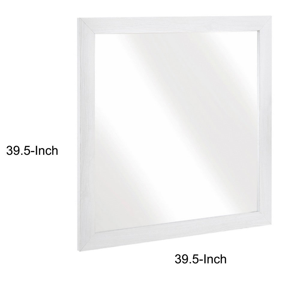 Eby Vanity Dresser Mirror | Modern White Wood Finish | 40 x 40
