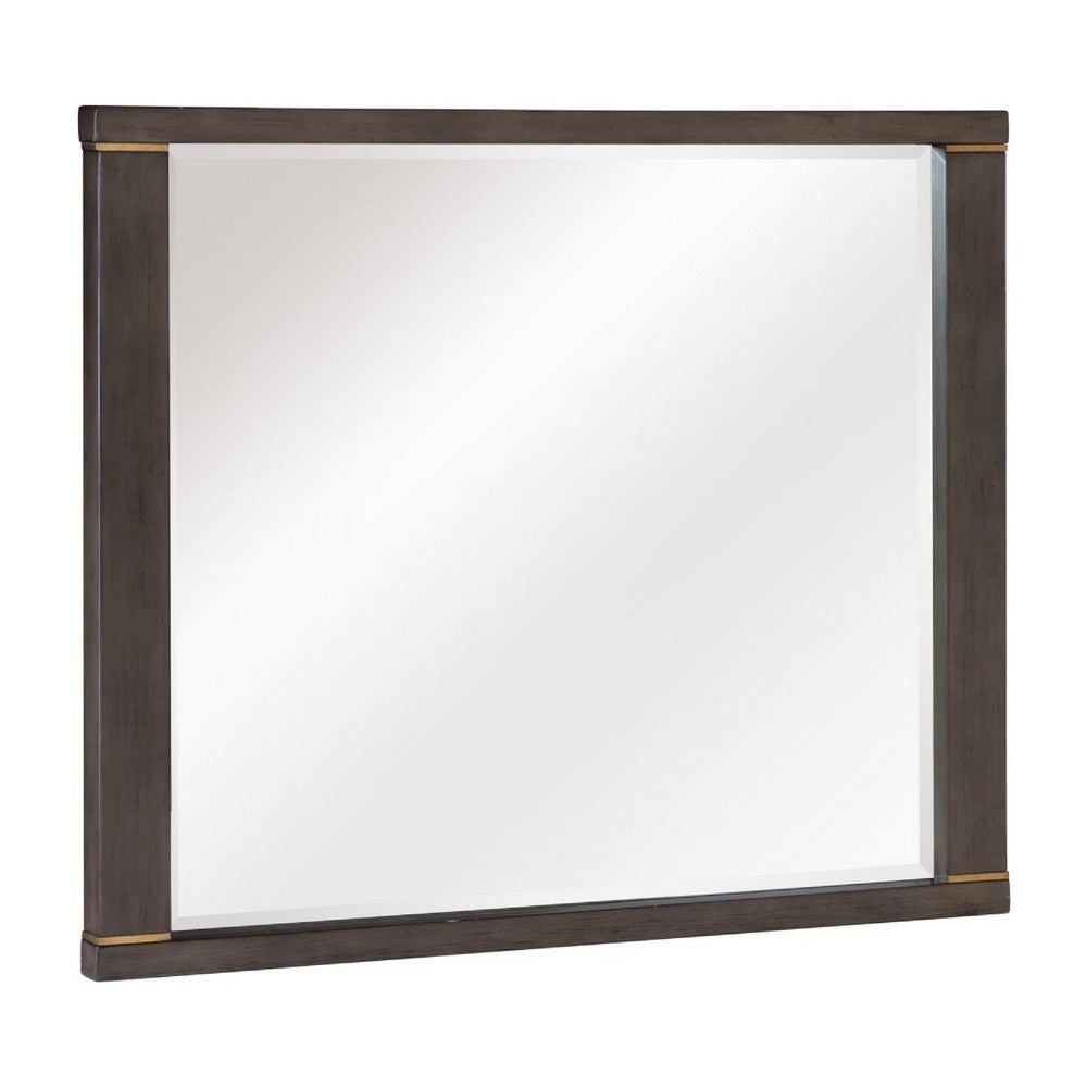 Carie Vanity Dresser Mirror | Brownish Gray Mindy Veneer | 35 x 43