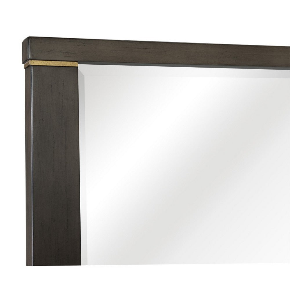 Carie Vanity Dresser Mirror | Brownish Gray Mindy Veneer | 35 x 43