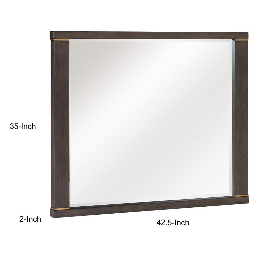 Carie Vanity Dresser Mirror | Brownish Gray Mindy Veneer | 35 x 43
