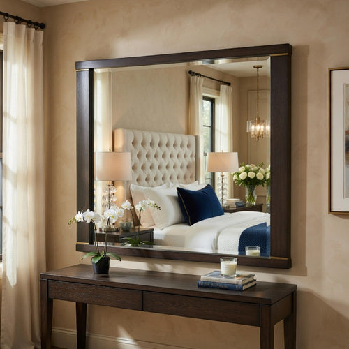 Carie Vanity Dresser Mirror | Brownish Gray Mindy Veneer | 35 x 43