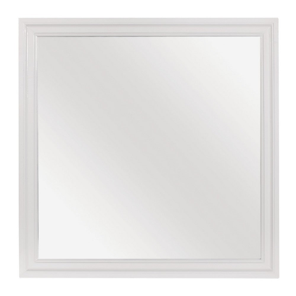 Teich Vanity Dresser Mirror | Modern Glam White Wood Frame | 39x 39